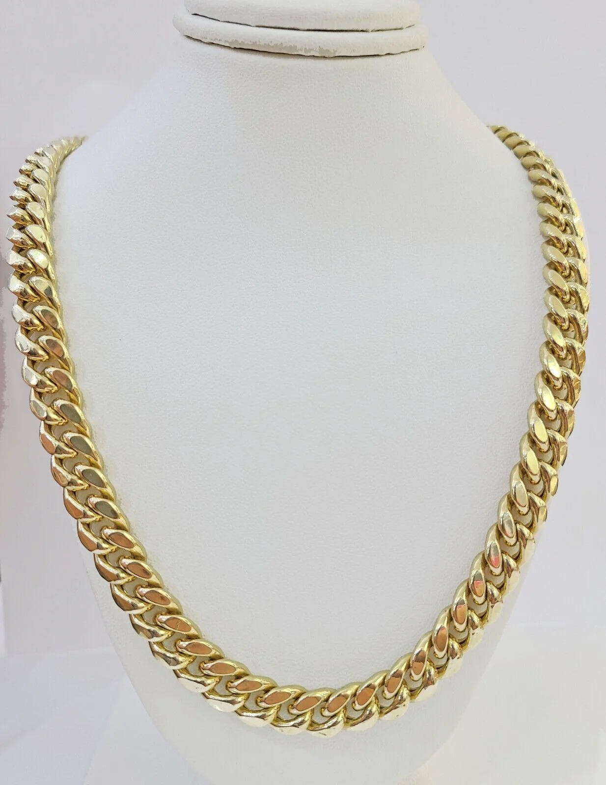 Real 14k Gold Miami Cuban Link Chain Necklace 10mm 22" Box lock 14kt Yellow Gold - Image 3