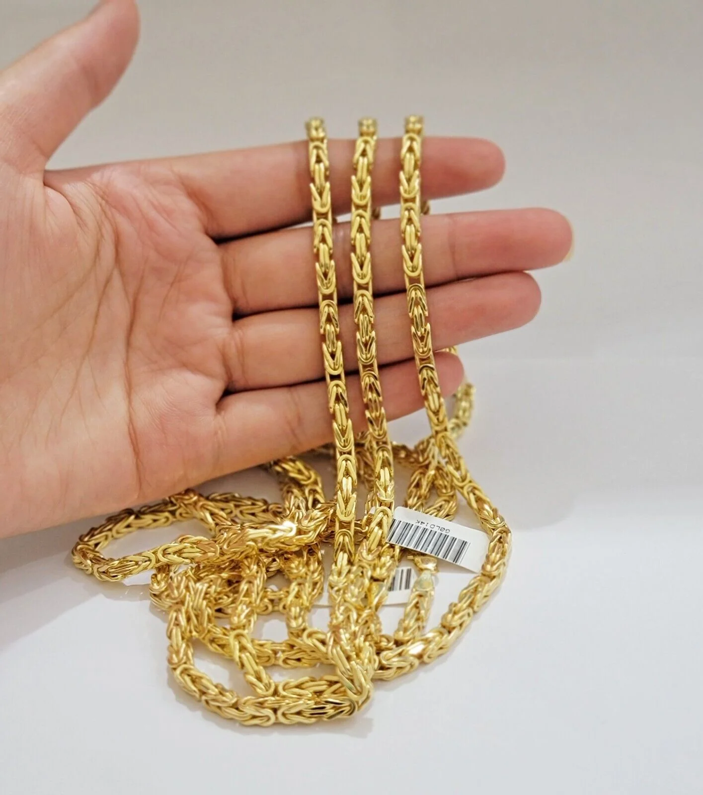 Real 14k Gold Necklace Byzantine Chain 20 Inch Lobster 4mm Mens 14kt Yellow Gold - Image 5