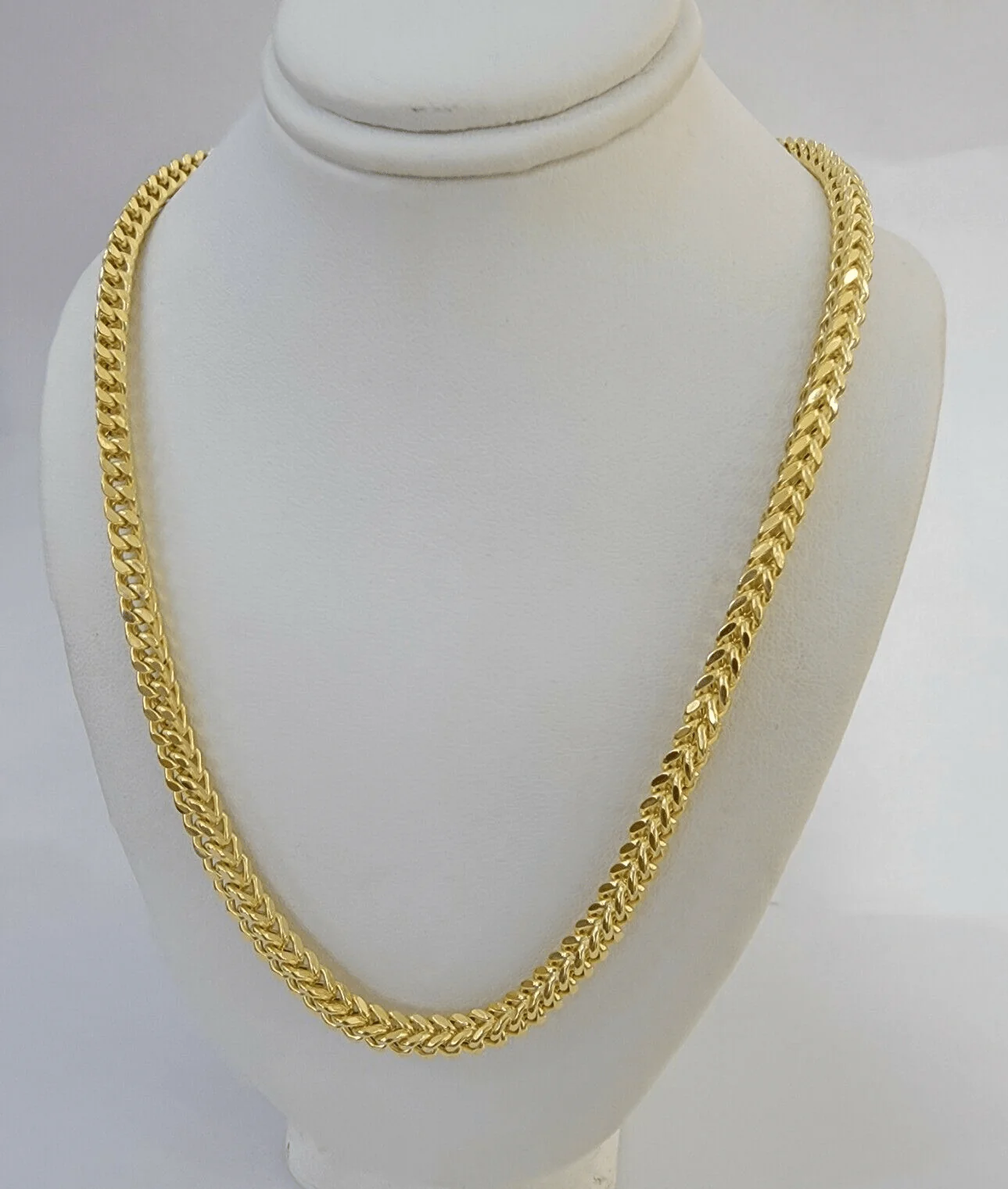 Real 14k Gold Necklace Franco Chain 4mm 22 Inch Diamond Cut Mens 14k Yellow Gold - Image 5