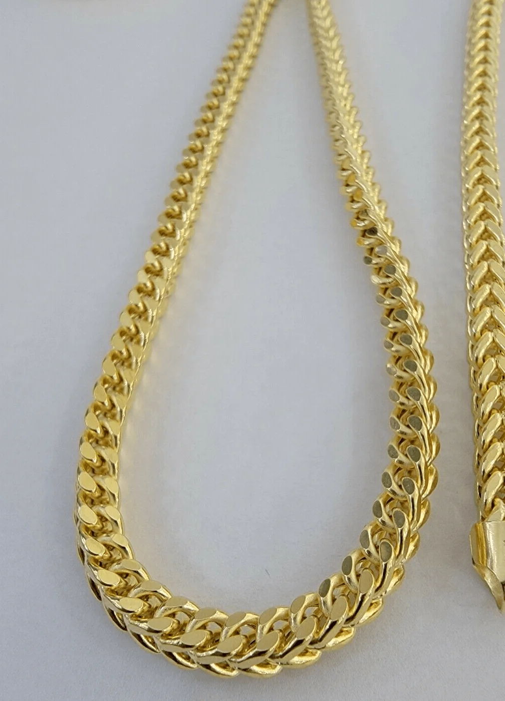 Real 14k Gold Necklace Franco Chain 4mm 24 Inch Diamond Cut Mens 14k Yellow Gold - Image 6