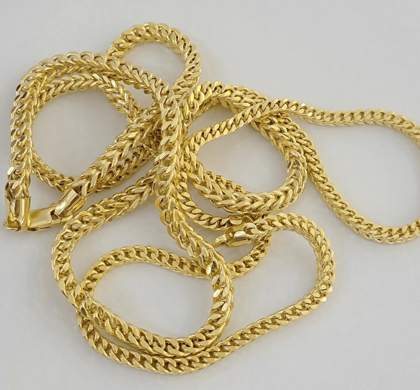Real 14k Gold Necklace Franco Chain 4mm 26 Inch Diamond Cut Mens 14k Yellow Gold - Image 9