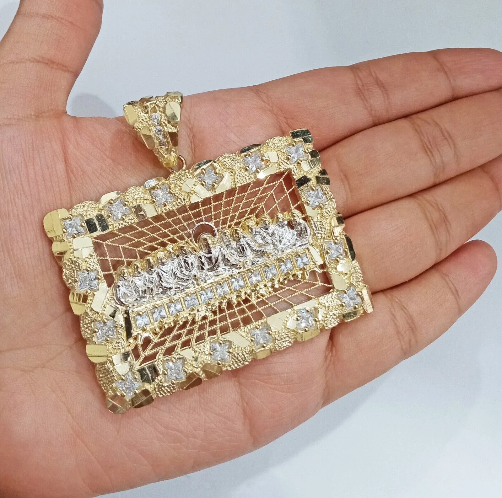 Real 14k Gold Nugget Last Supper Charm  2.6 inch 14kt Yellow Gold - Image 2