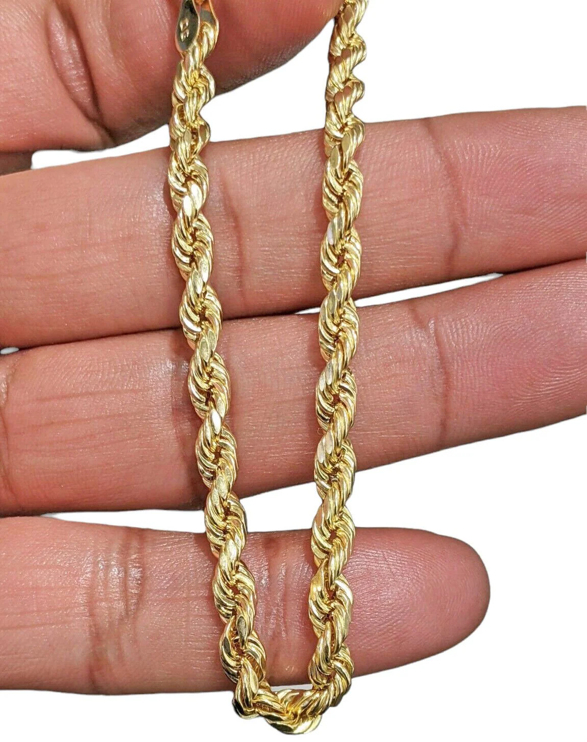 Real 14k Gold Rope chain 18 Inch 5mm Diamond Cuts 14kt Yellow Gold Men Women - Image 5