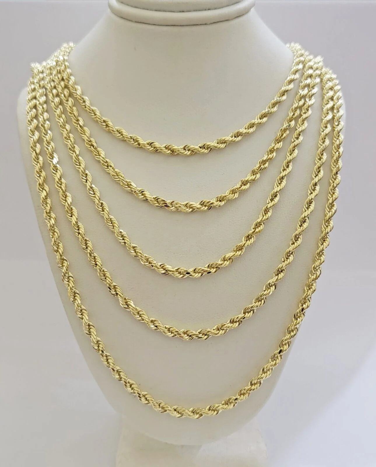 Real 14k Gold Rope chain 20 Inch 4mm Diamond Cuts 14kt Yellow Gold Men Women - Image 9