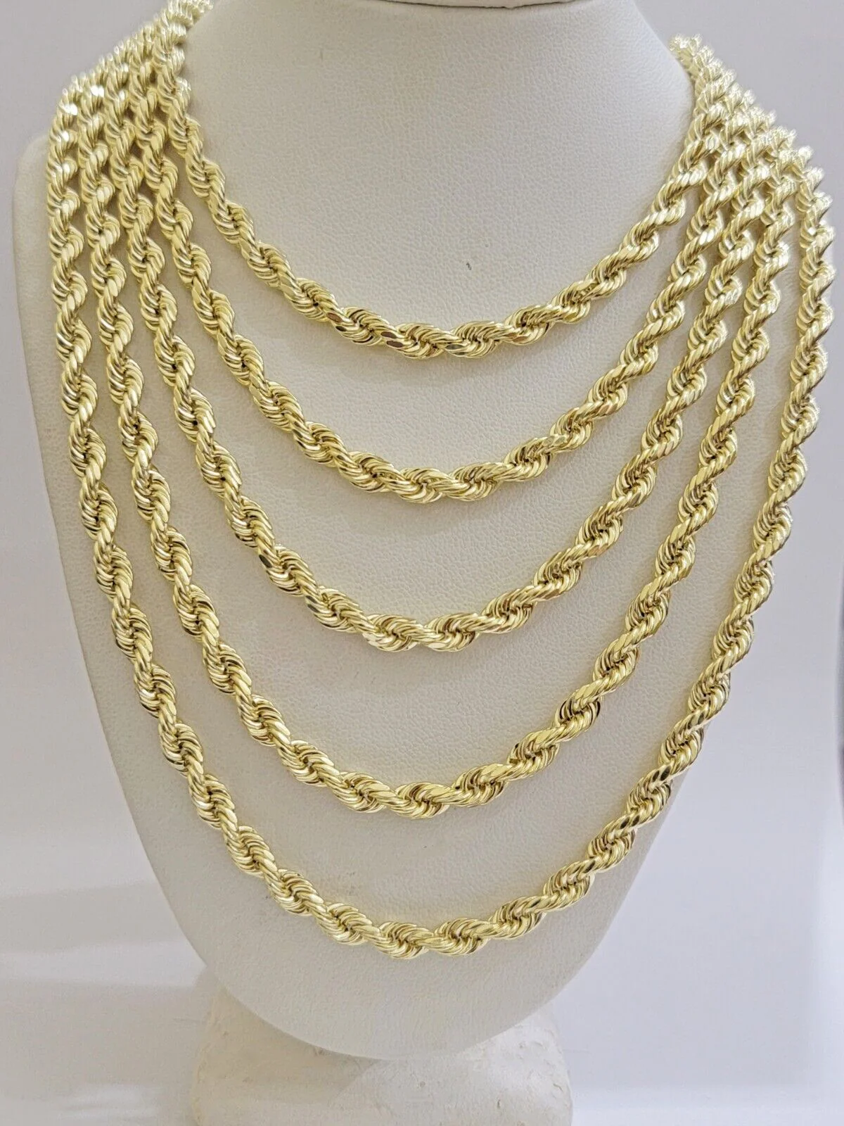 Real 14k Gold Rope chain 22 Inch 5mm Diamond Cuts 14kt Yellow Gold Men Women - Image 6