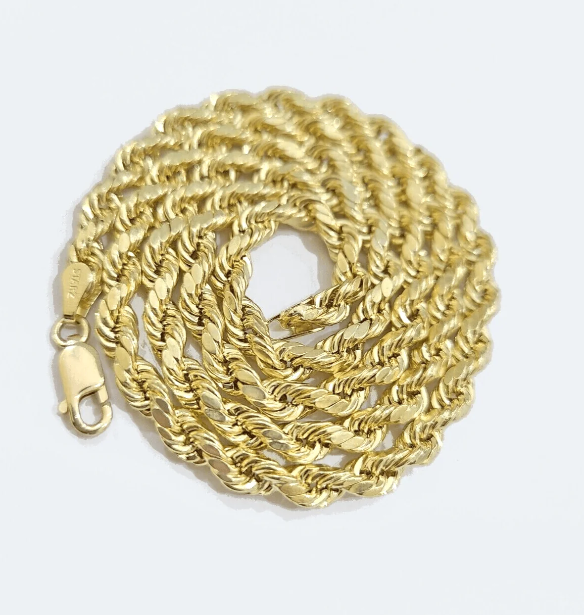 Real 14k Gold Rope chain 26 Inch 4mm Diamond Cuts 14kt Yellow Gold Men Women - Image 4
