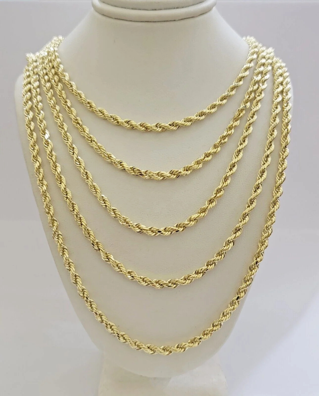 Real 14k Gold Rope Chain Necklace 4mm 18 - 26 Inch Diamond cuts 10kt  Men Women - Image 5