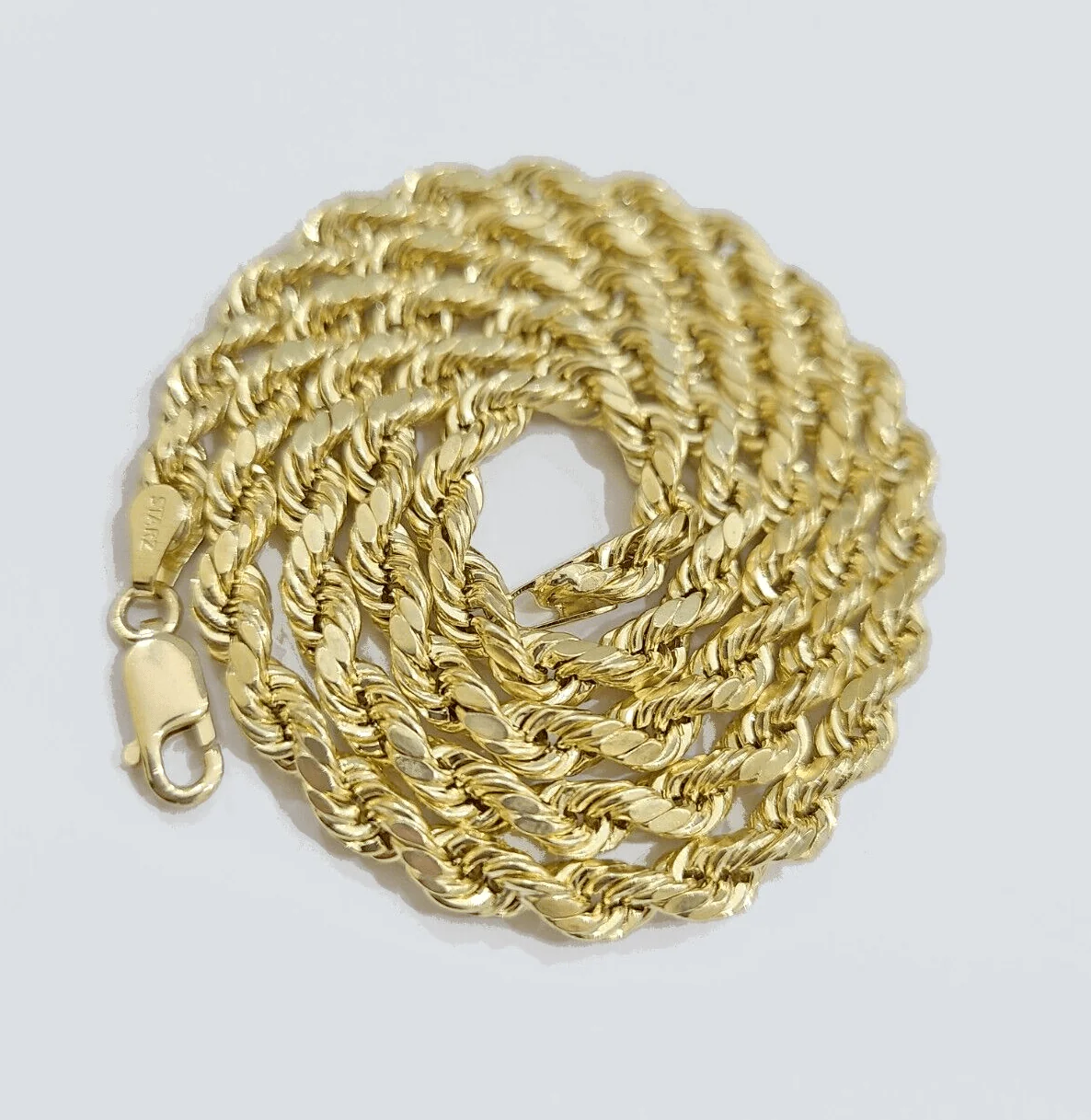 REAL 14k Gold Rope Chain Necklace 5mm 18-26Inch Diamond Cut Men 14KT Yellow GOLD - Image 5