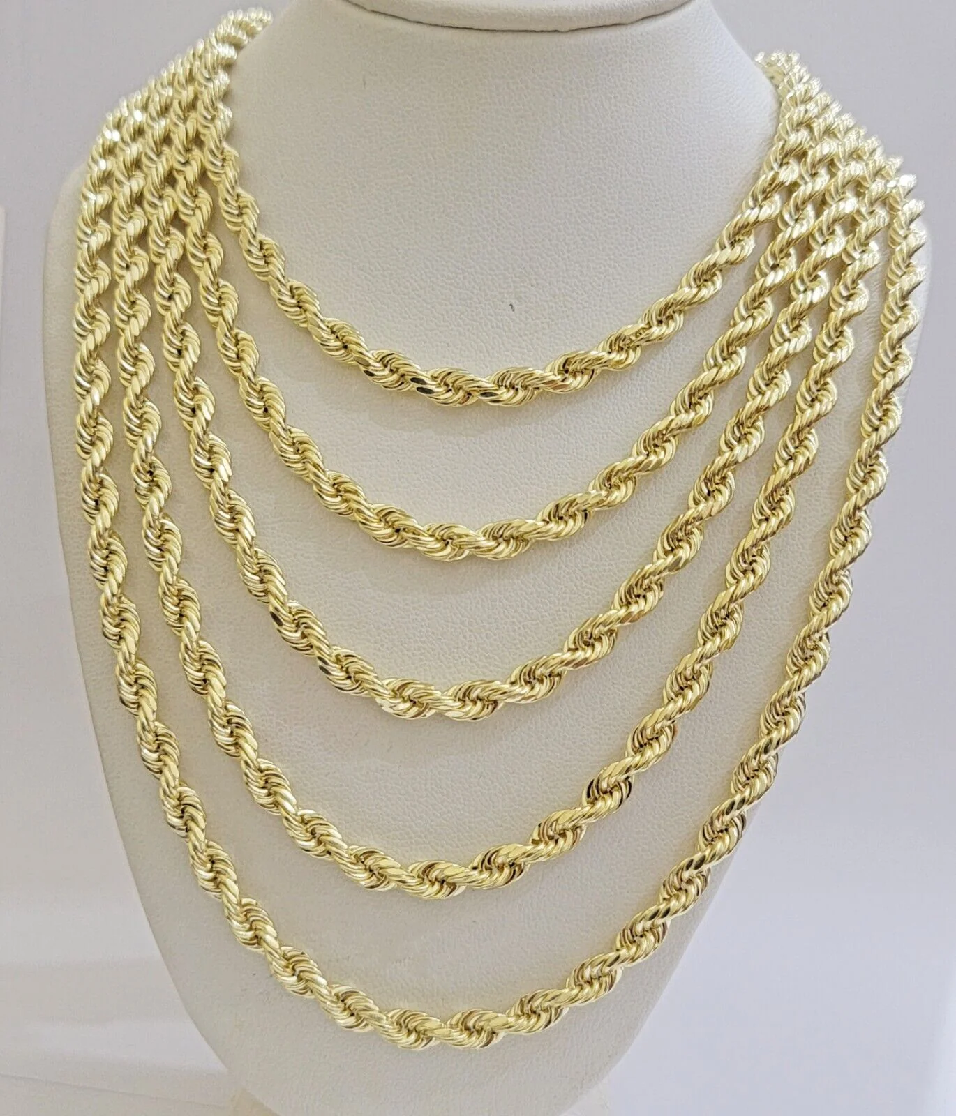 REAL 14k Gold Rope Chain Necklace 5mm 18-26Inch Diamond Cut Men 14KT Yellow GOLD - Image 6