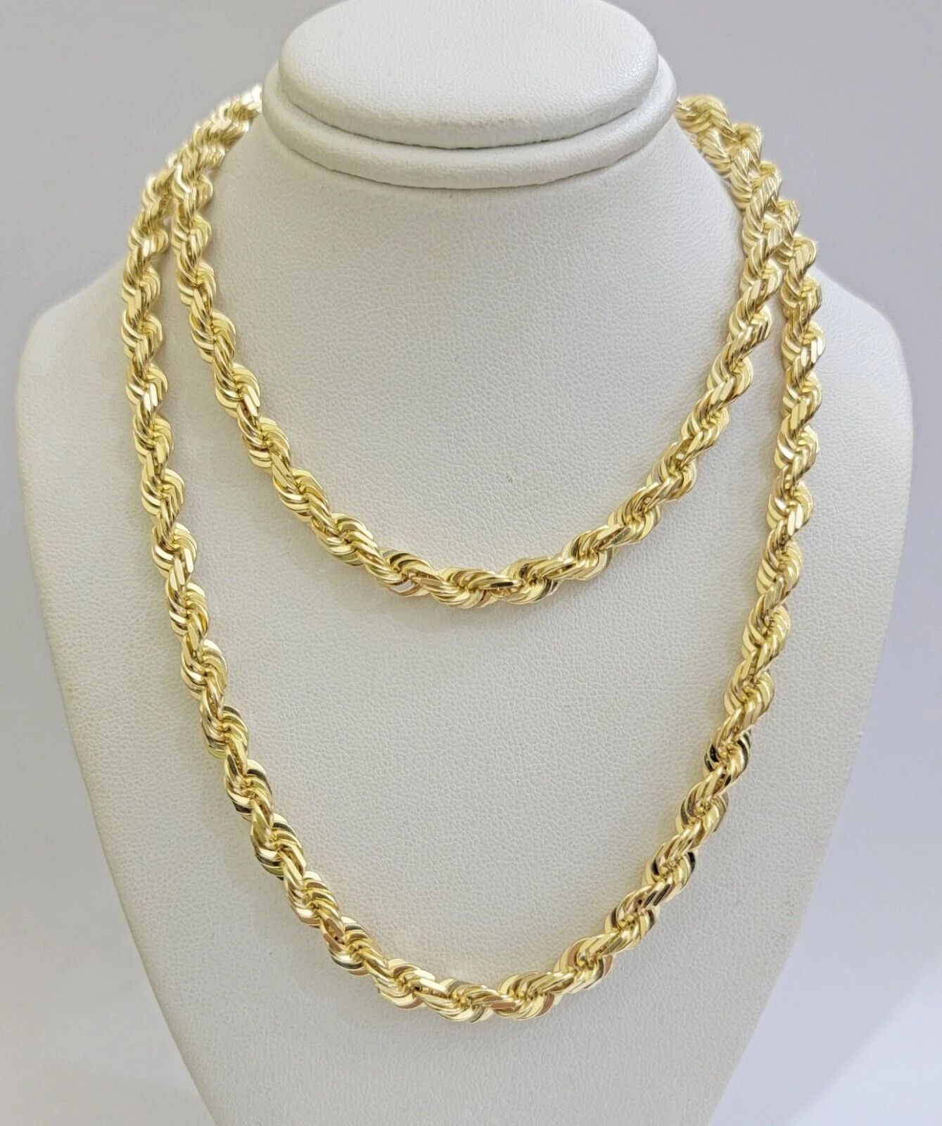Real 14k Gold Rope Chain Necklace 6mm 18 - 28 Inch 14kt Yellow Gold Diamond Cut - Image 2