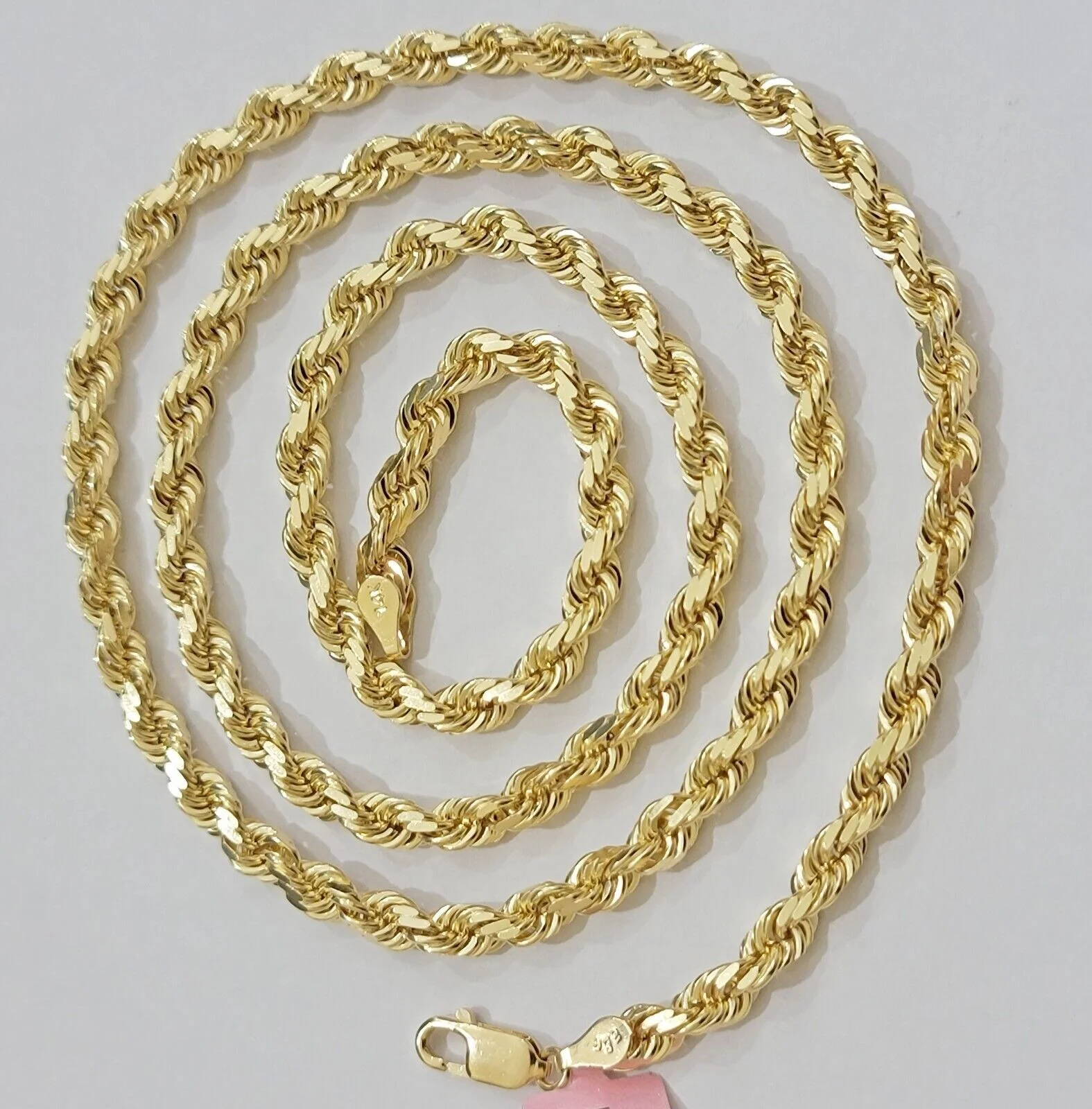 Real 14k Gold Rope Chain Necklace 6mm 18 - 28 Inch 14kt Yellow Gold Diamond Cut - Image 6