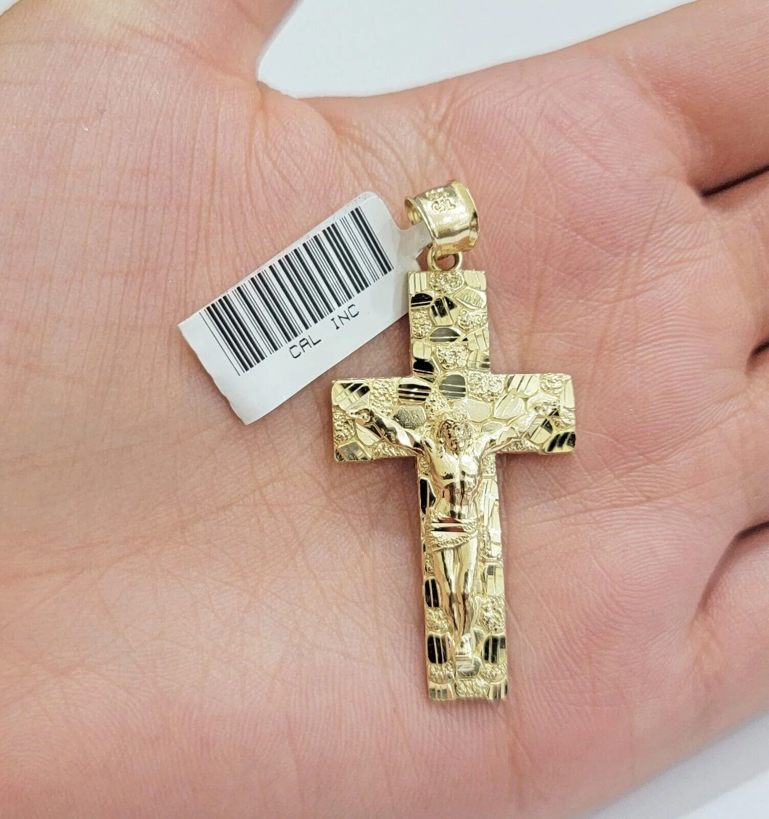 REAL 14k Gold Rope Chain Necklace Nugget Cross Charm Pendant SET 3mm 18 -26 Inch - Image 11
