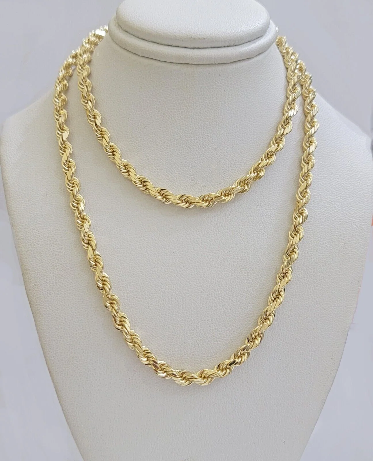 REAL 14k Gold Rope Necklace Cross Charm Pendant SET SOLID 4mm 20" Choker Chain - Image 9