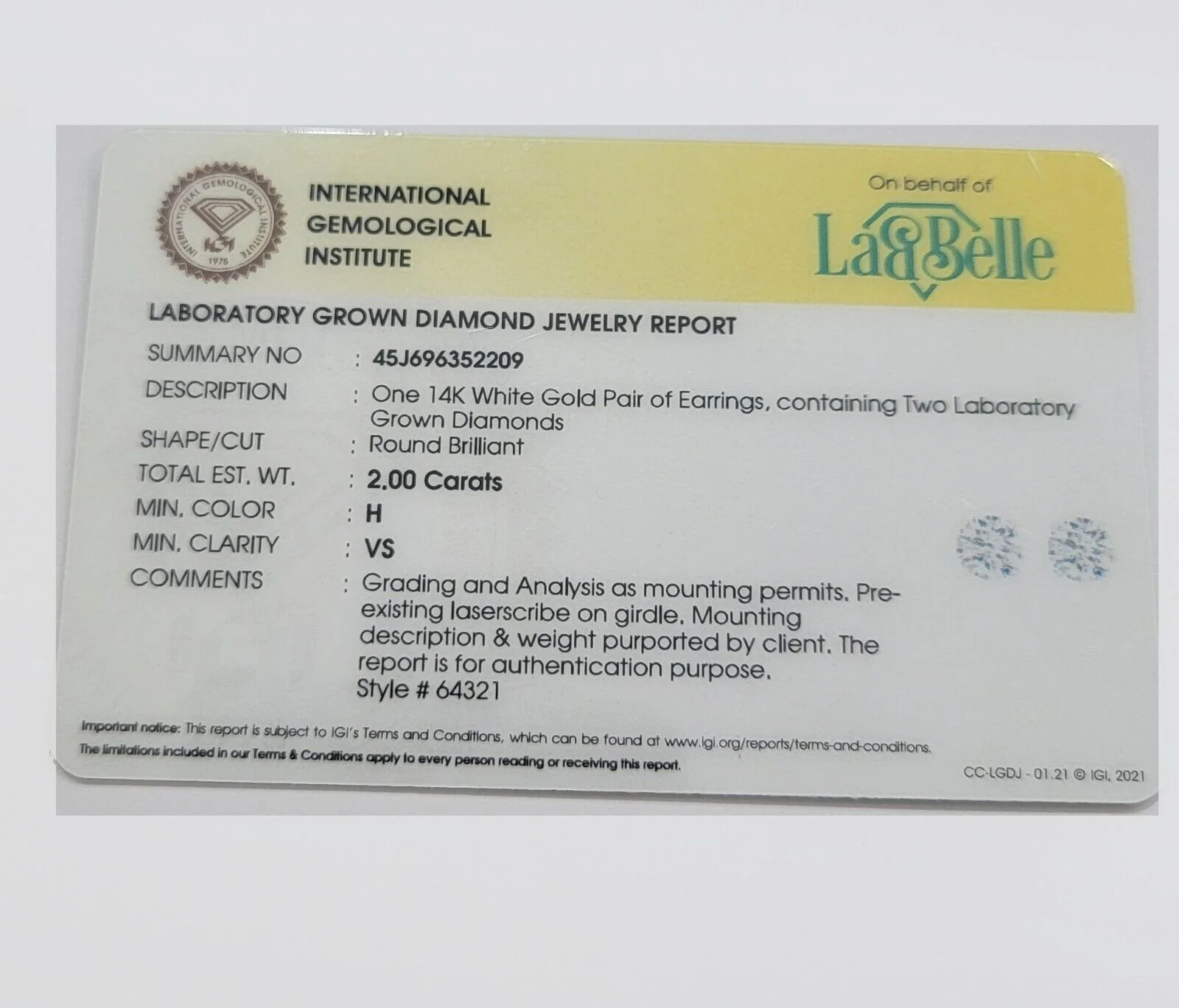 REAL 14k gold VS 1CT diamond Lab Created earring - Image 2