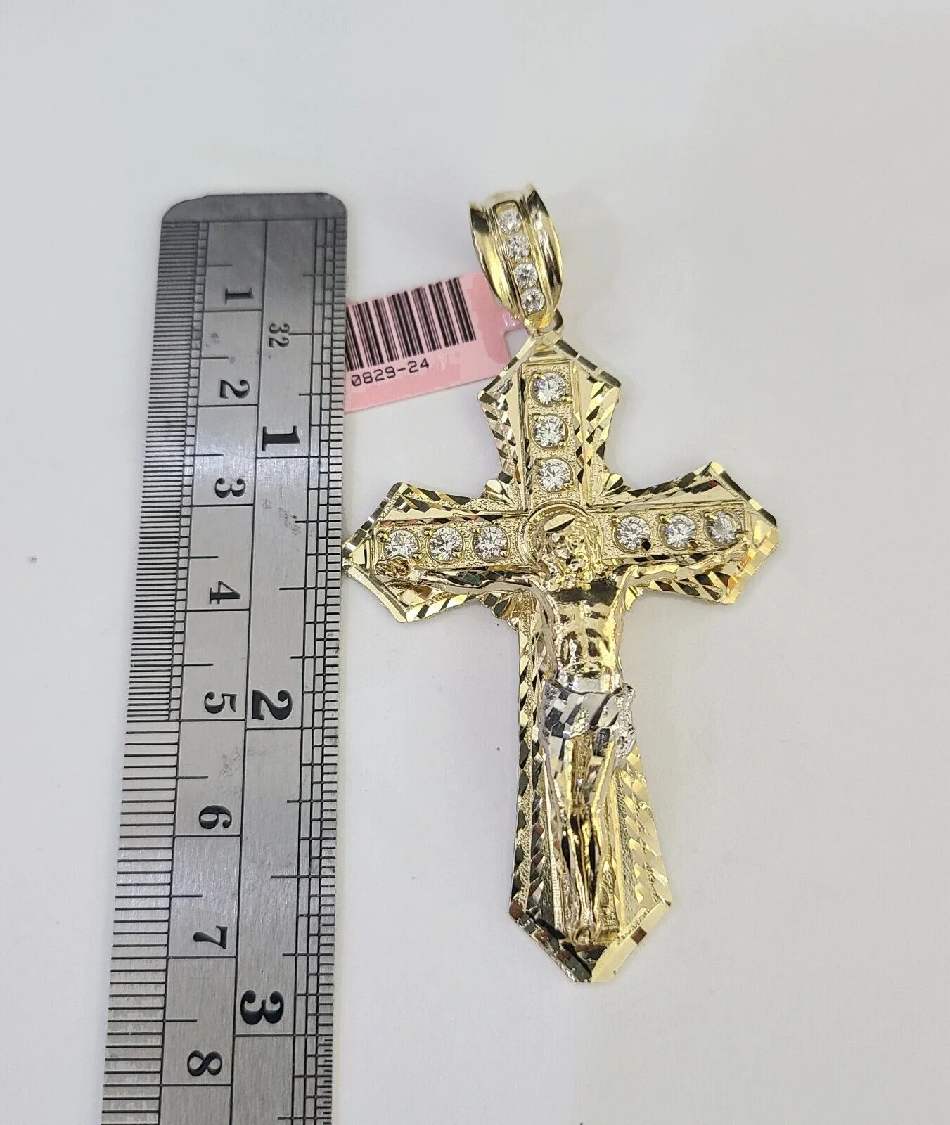 Real 14k Rope Chain Jesus Cross Charm Yellow Gold Set 5mm 20"-30" Necklace - Image 3