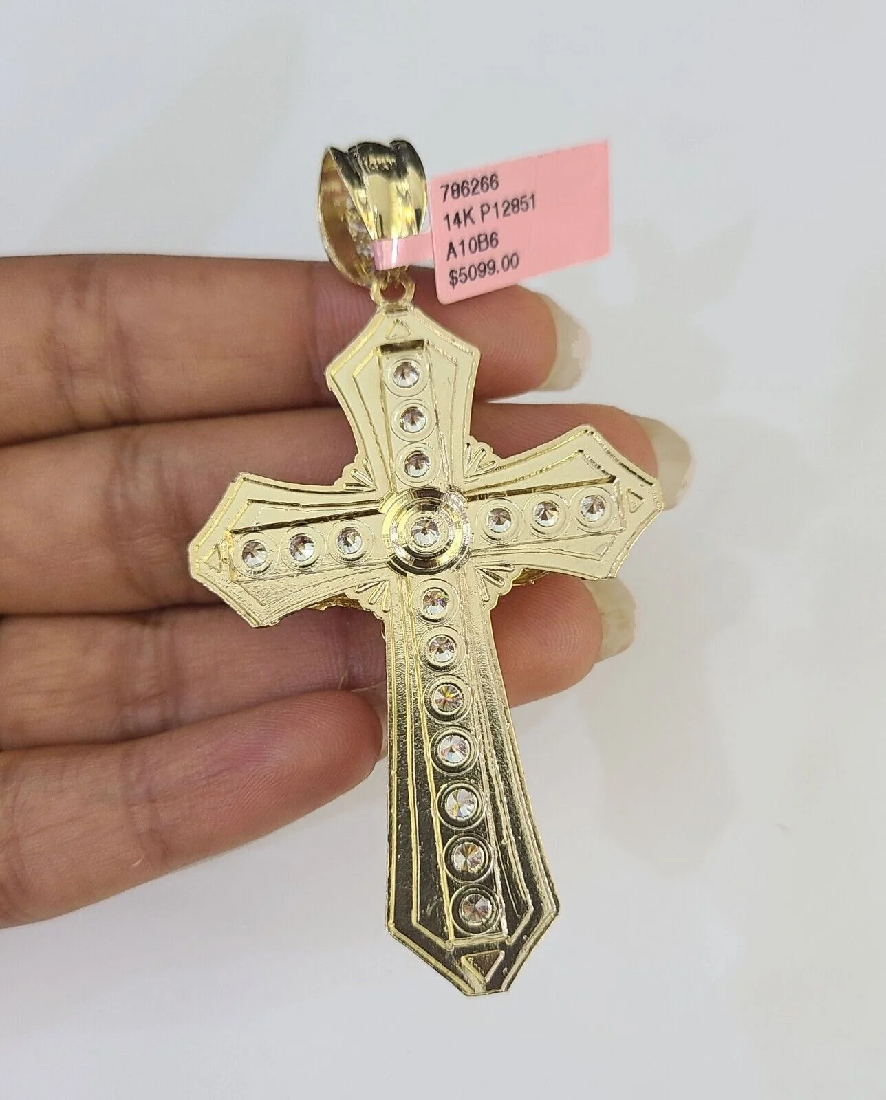 Real 14k Rope Chain Jesus Cross Charm Yellow Gold Set 5mm 20"-30" Necklace - Image 7