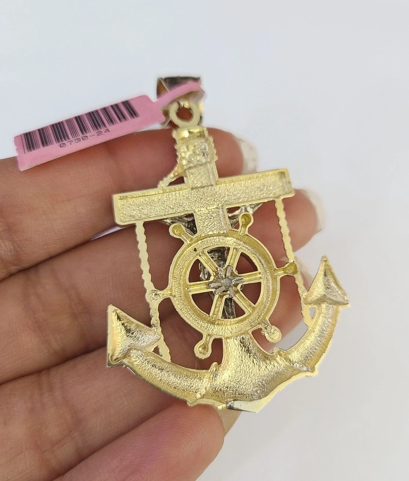 Real 14k Rope Chain Jesus Anchor Charm Yellow Gold Set 5mm 20"-30" Necklace - Image 7