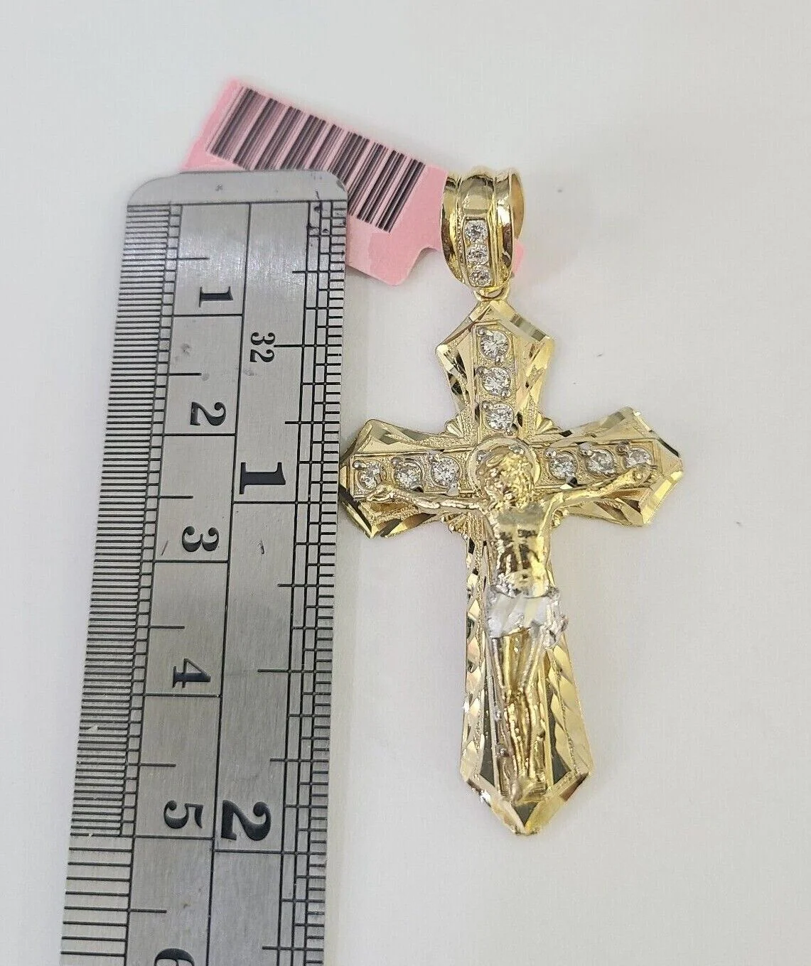 Real 14k Solid Chain Cross Charm Set Miami Cuban Link 3mm Necklace Pendant Gold - Image 4