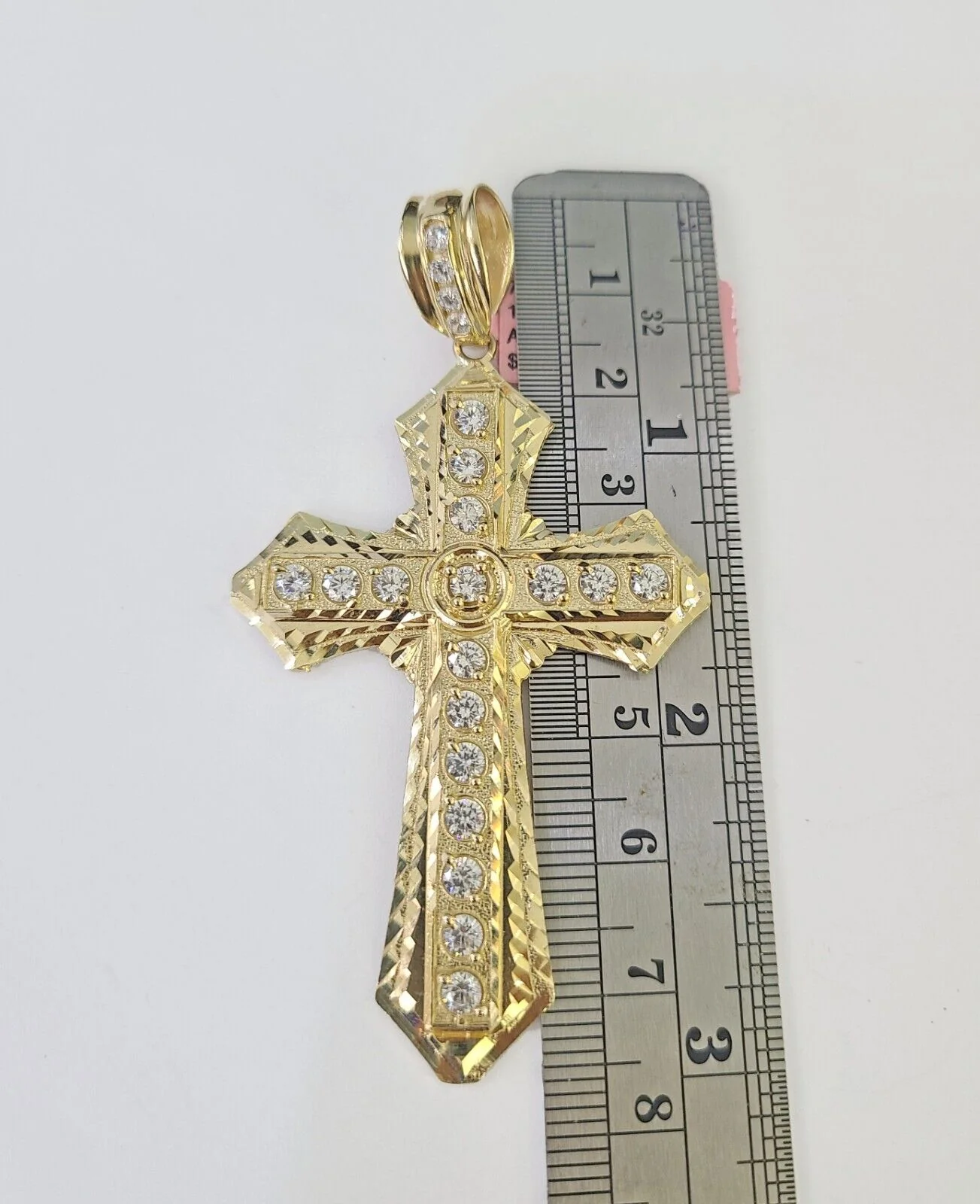 Real 14k Solid Chain Cross Charm Set Miami Cuban Link 6mm Necklace Pendant Gold - Image 2