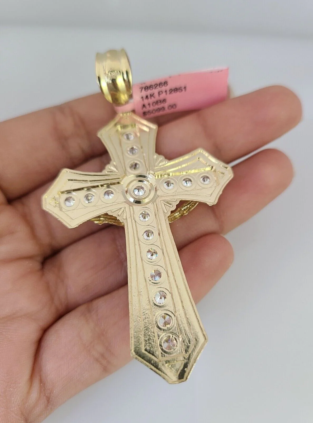 Real 14k Solid Chain Cross Charm Set Miami Cuban Link 6mm Necklace Pendant Gold - Image 8