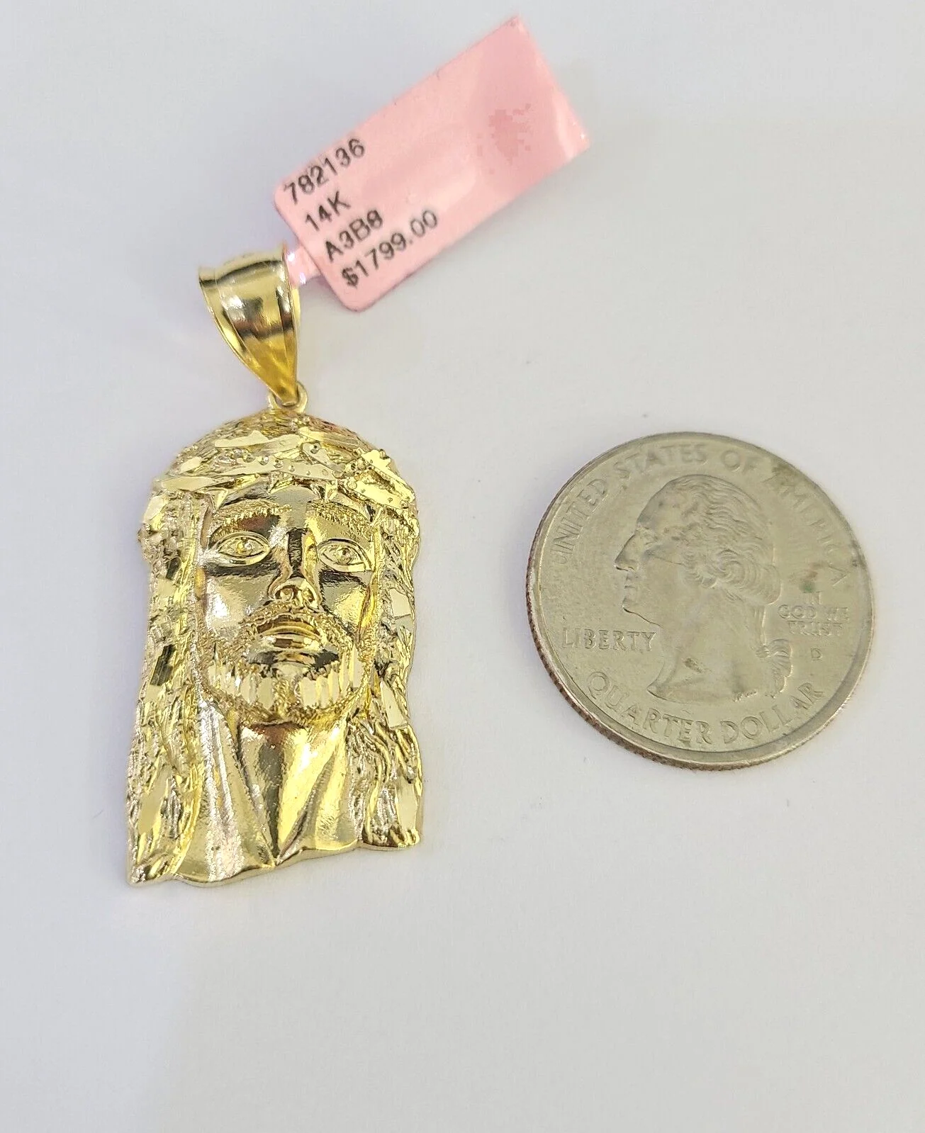 Real 14k Solid Rope Chain Jesus Head Charm Set 3mm 18"-26" Necklace Yellow Gold - Image 2
