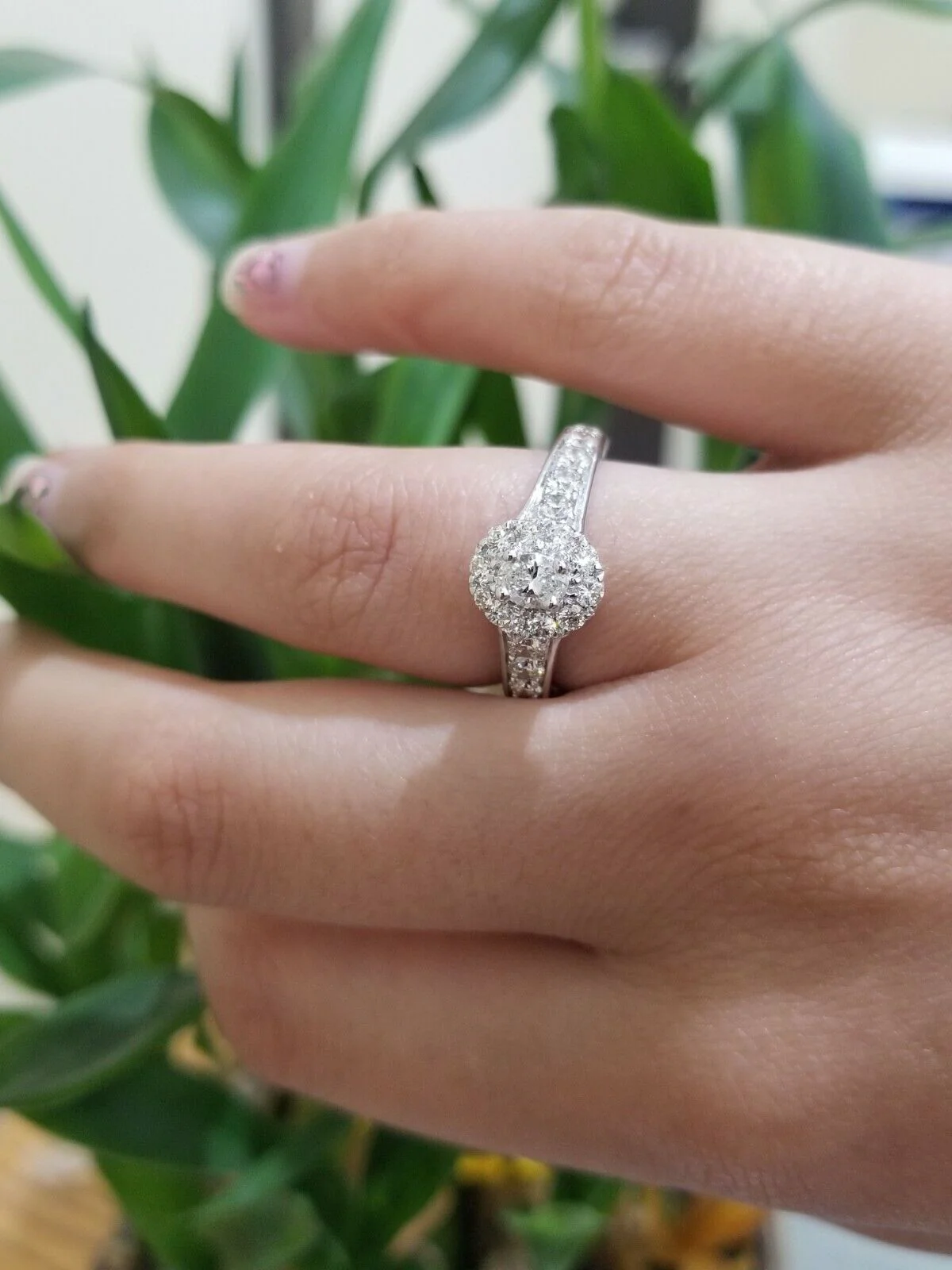 REAL 14k White Gold 1.34 CT Diamonds Ladies Ring Women Size 7 Engagement Wedding - Image 4
