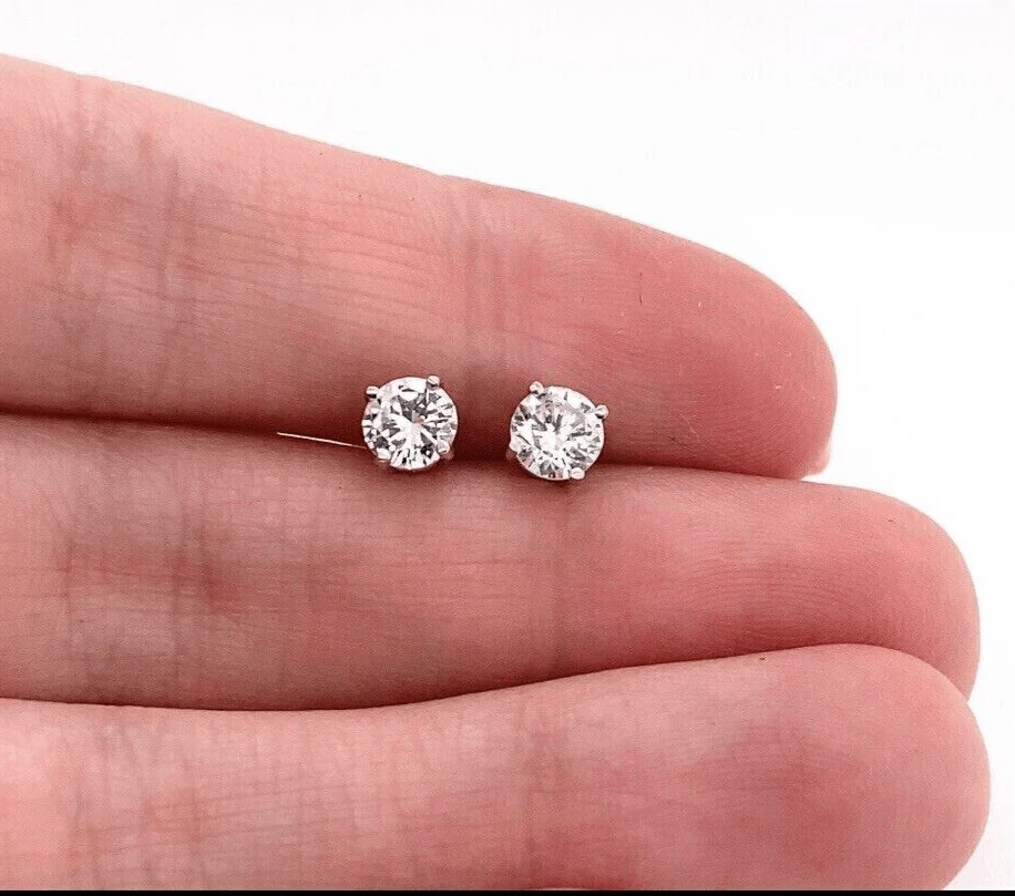 Real 14k White Gold 1CT Diamond Stud Earring 1/2 CT each,VS diamond Lab Created - Image 10