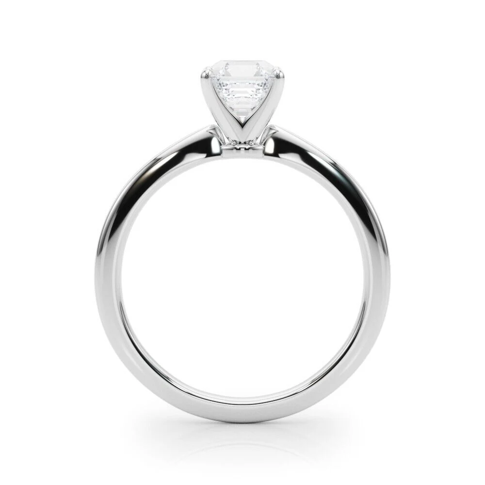 Real 14k White Gold IGI Certified 2CT Lab Created VS Diamond Ring Asscher Cut - Image 2