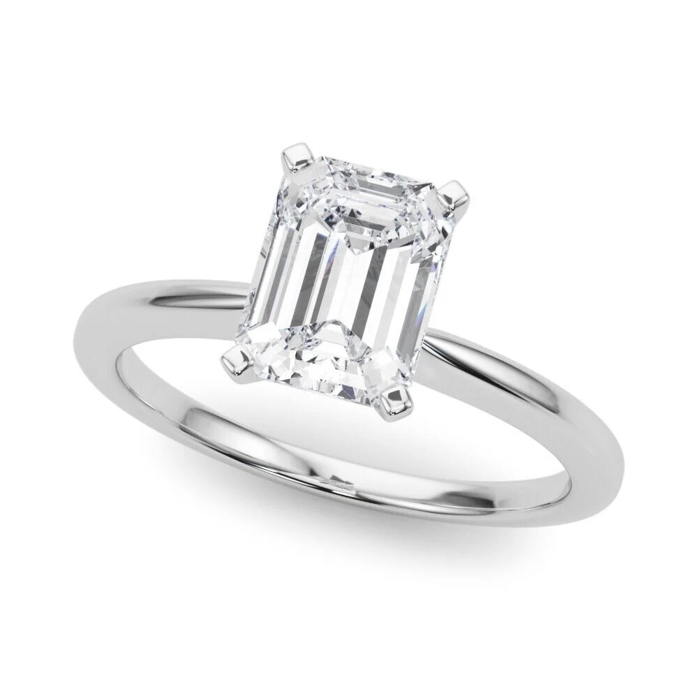 Real 14k White Gold IGI Certified 3CT Lab Grown Diamond Ring VS Clarity Emerald  Ring Sizes 6,7,8,9,10,11 & 12