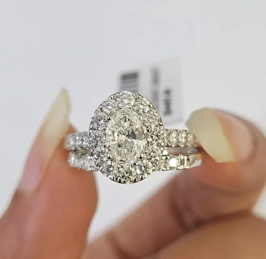 Real 14k White Gold Ring 2CT Diamond Engagement Wedding SET Ladies Women Genuine Ring - Image 6