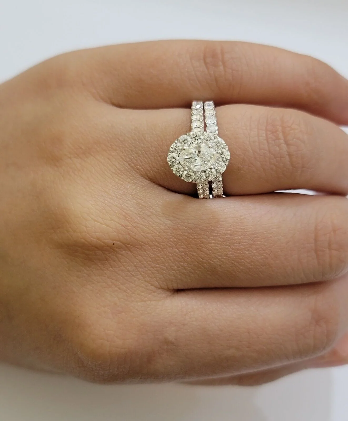 Real 14k White Gold Ring 2CT Diamond Engagement Wedding SET Ladies Women Genuine Ring - Image 7