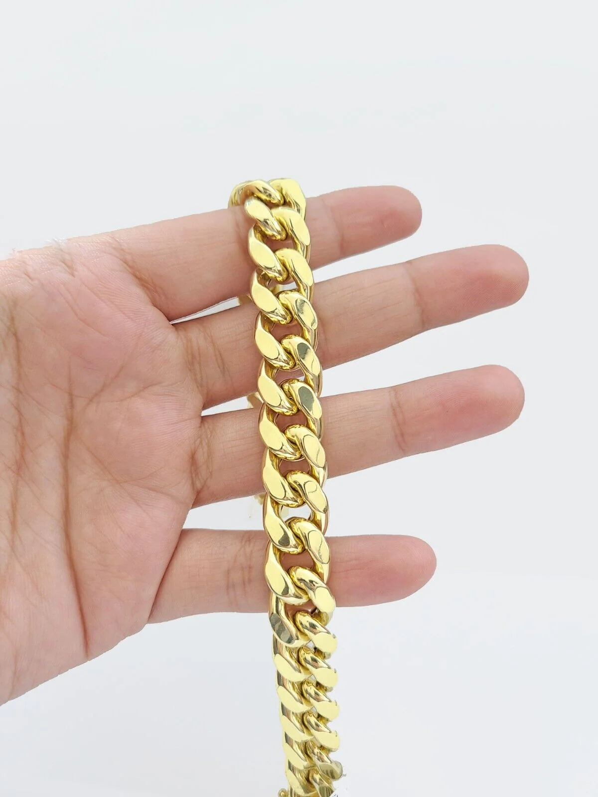 Real 14k Yellow Gold 13mm Miami Cuban Bracelet 9" inch 14kt Unisex Men Women - Image 4