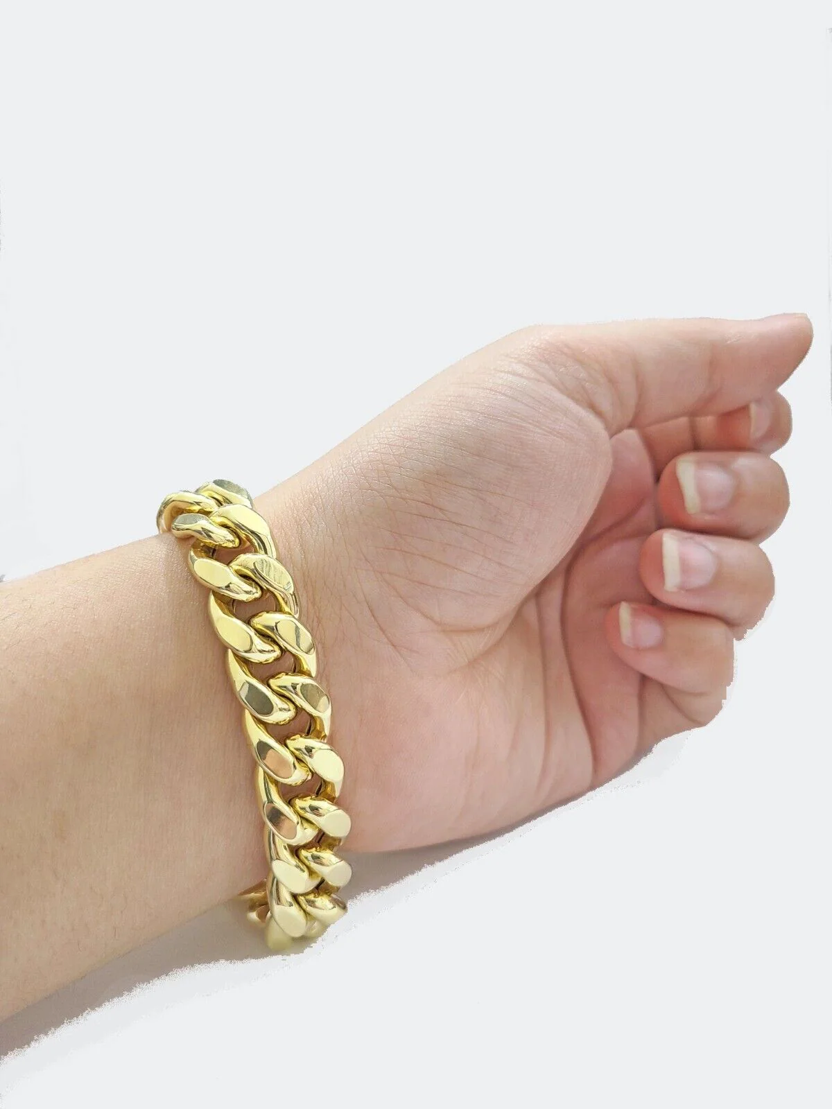 Real 14k Yellow Gold 13mm Miami Cuban Bracelet 9" inch 14kt Unisex Men Women - Image 2