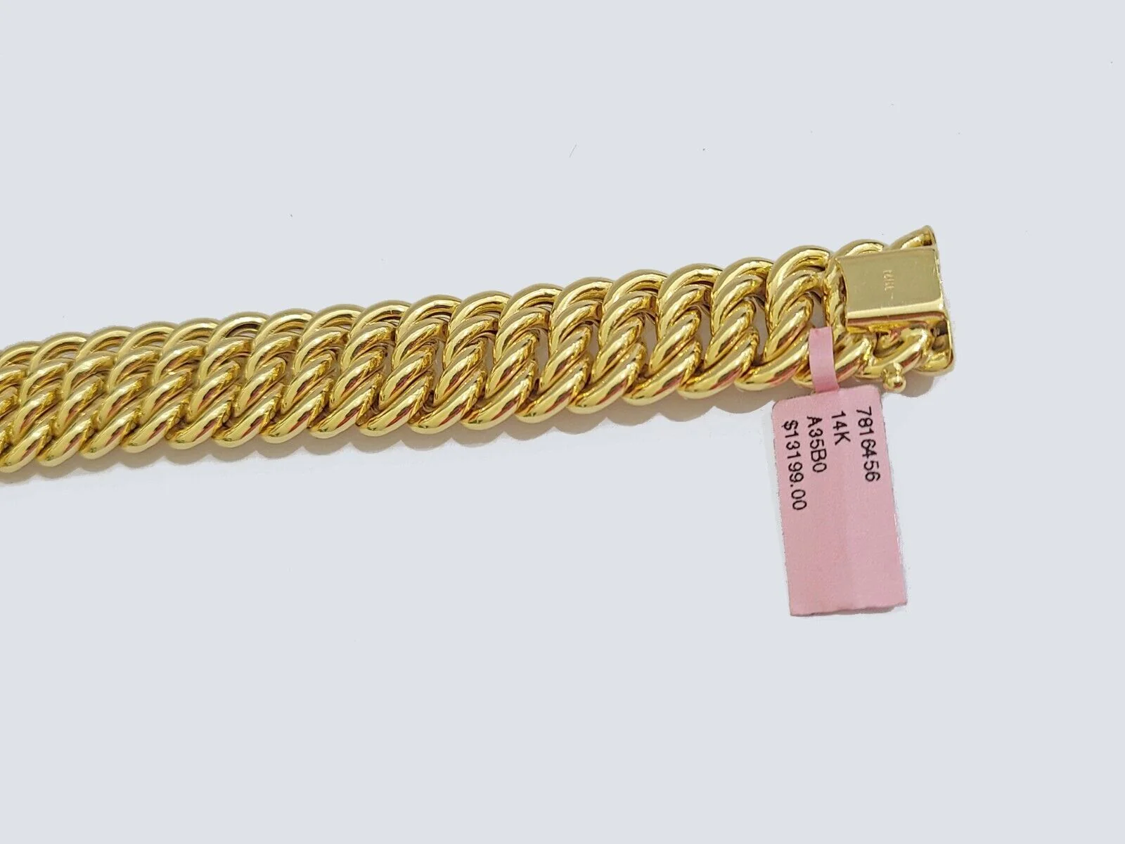Real 14k Yellow Gold Bracelet 13mm 8 Inch Flat Byzantine Box Clasp Men Women - Image 4