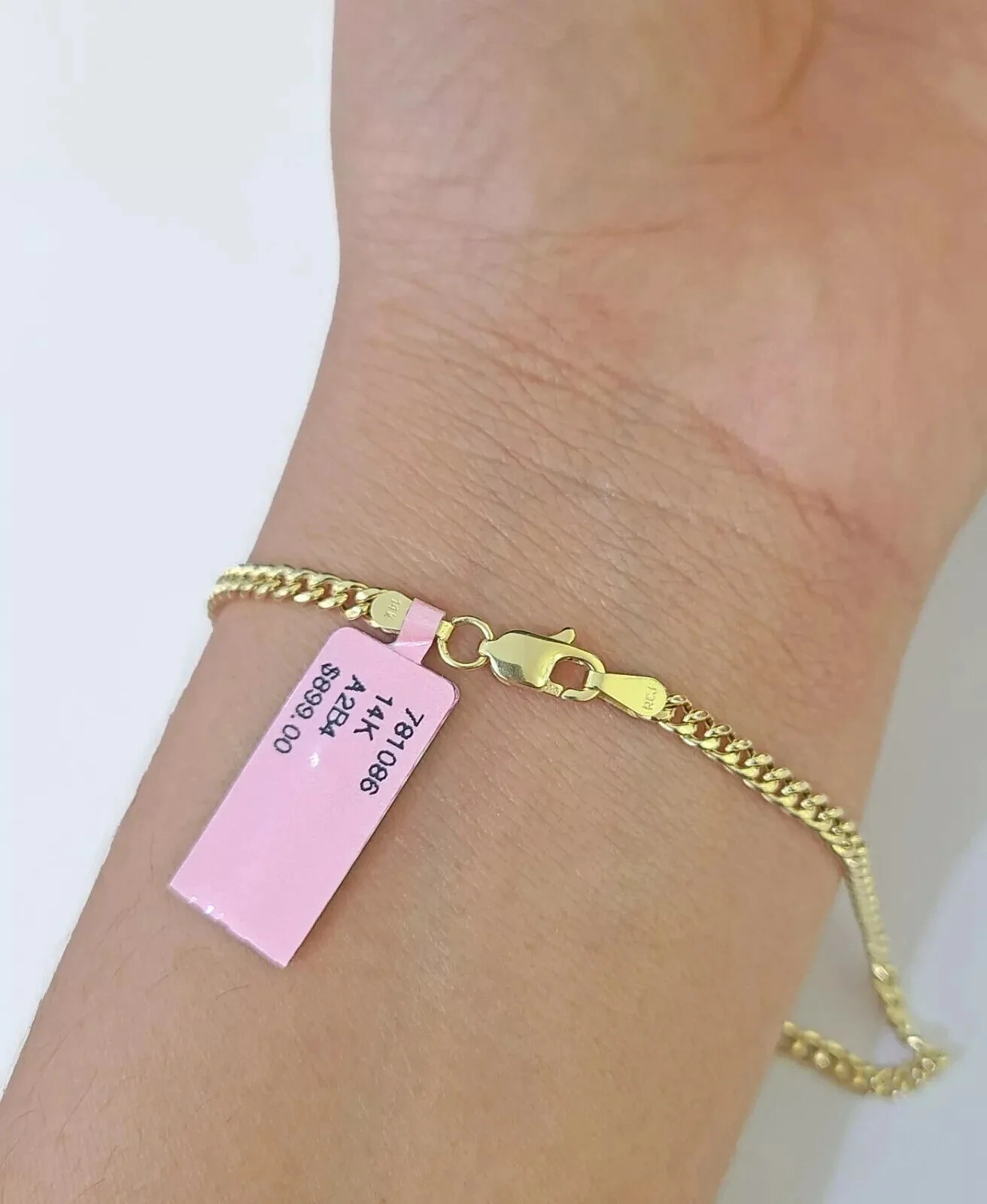 Real 14k Yellow Gold Bracelet 8 inch Miami Cuban Link 3mm 14kt For Women Ladies