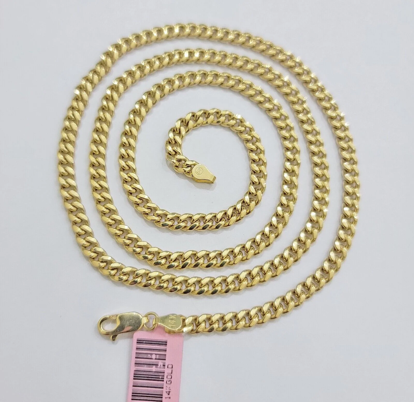 Real 14K Yellow Gold Chain Necklace Miami Cuban Link Chain 4.5mm 18" - 26'' Inch - Image 10