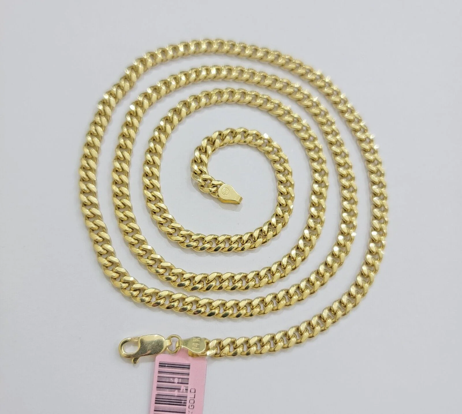 Real 14K Yellow Gold Chain Necklace Miami Cuban Link Chain 4.5mm 18" - 26'' Inch - Image 12
