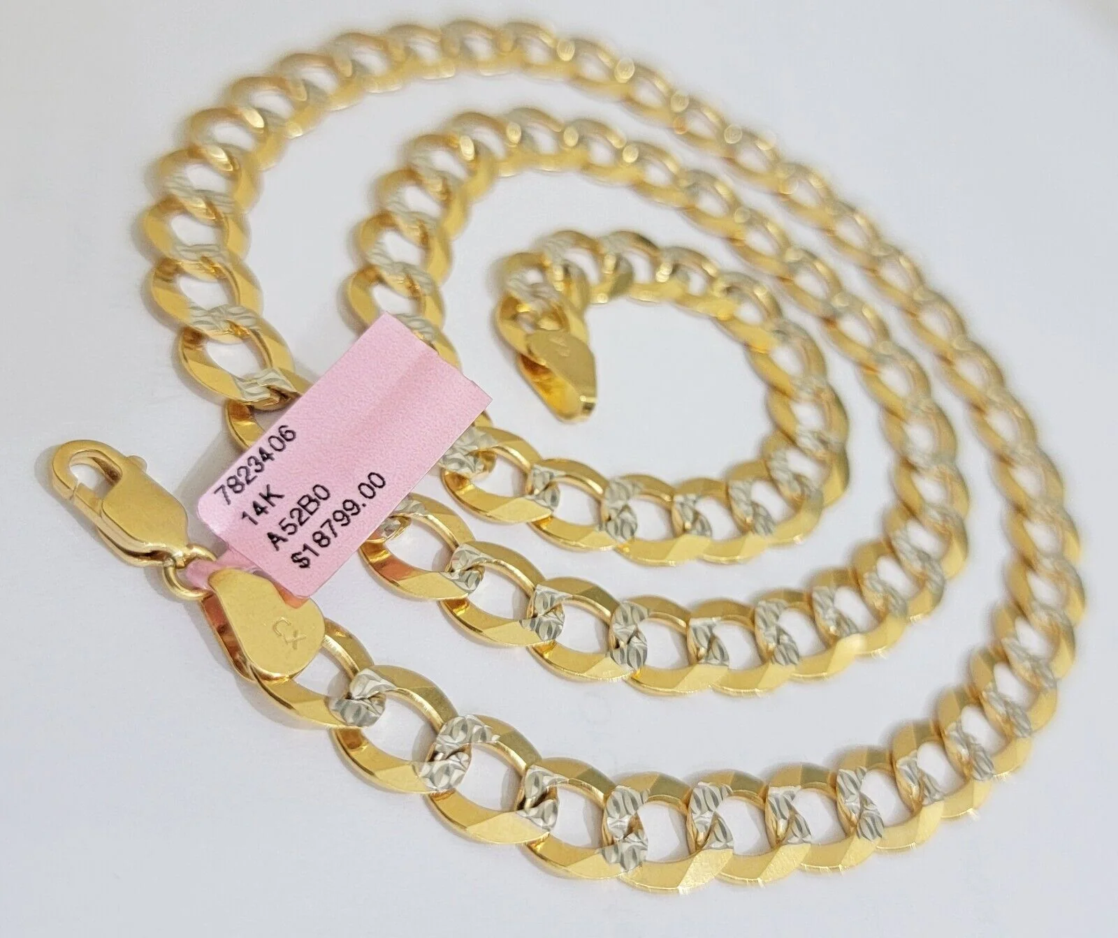 Real 14k Yellow Gold Chain Necklace Two-tone Cuban Curb Link 9.5mm 24 inch SOLID - Image 3