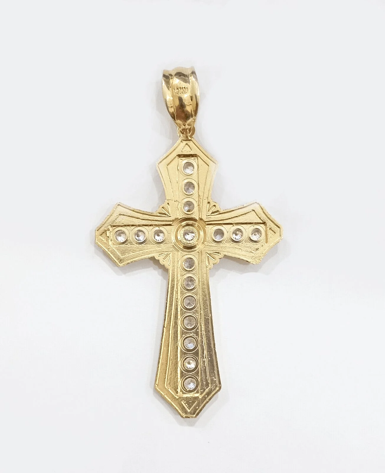 Real 14k Yellow Gold Diamond Cut Cross Charm Pendant For Mens 14kt Cross, New - Image 4