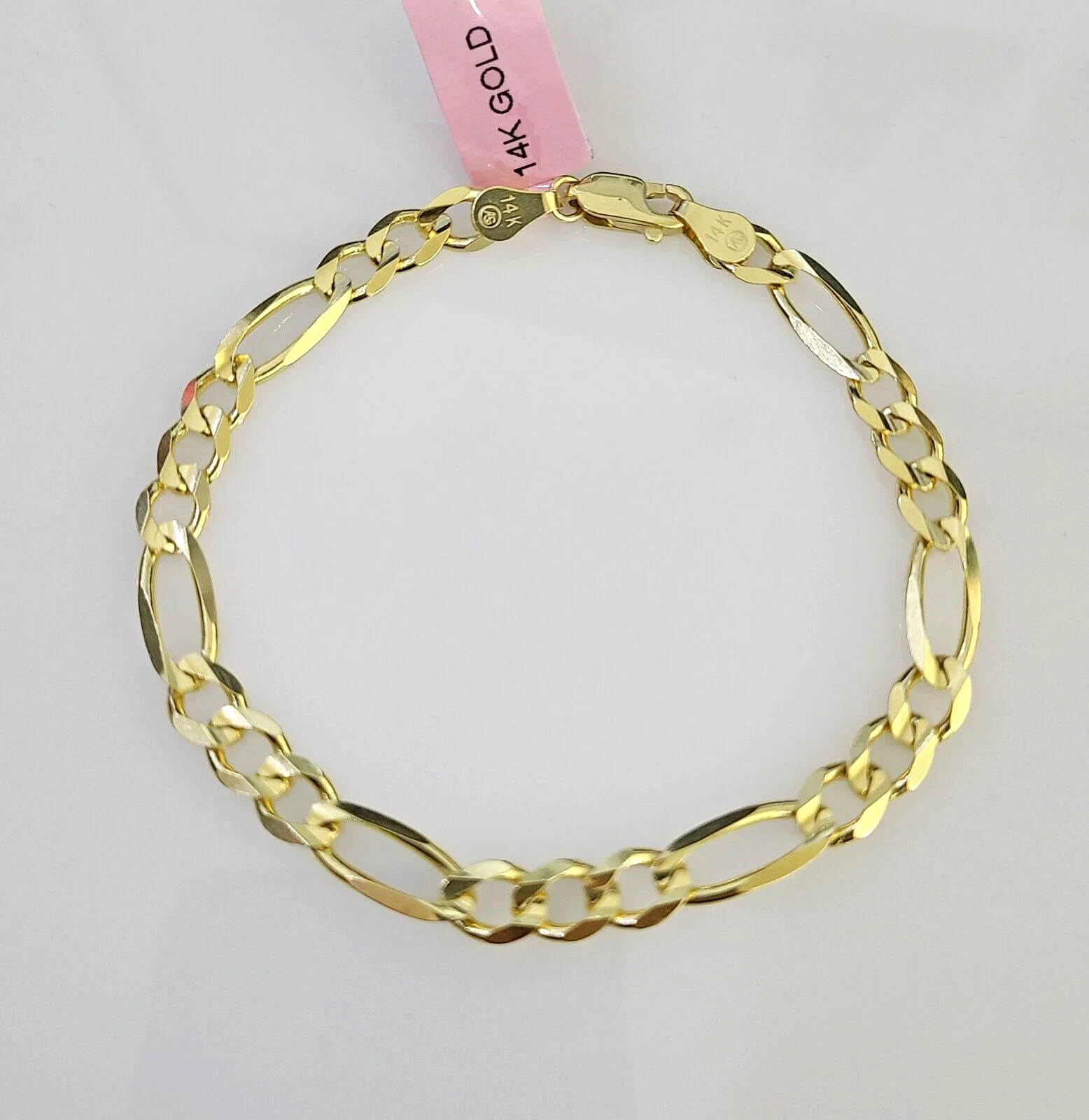 Real 14k Yellow Gold Figaro link Bracelet 5mm 7.5" Inch Mens Womens Genuine - Image 6
