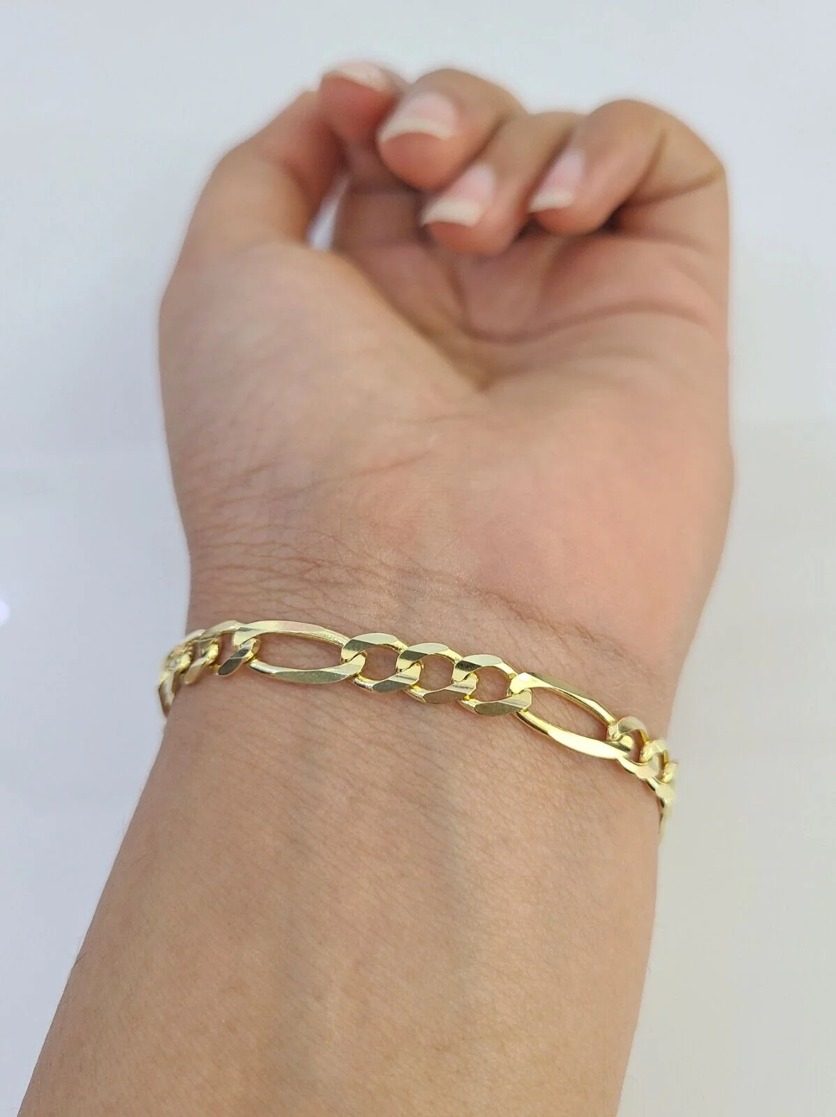 Real 14k Yellow Gold Figaro link Bracelet 5mm 7.5" Inch Mens Womens Genuine - Image 7
