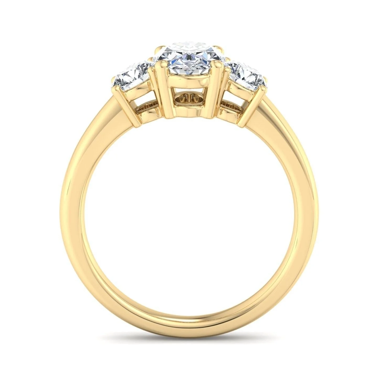 Real 14k Yellow Gold IGI Certified 3 Stone Diamond Ring 2CT Lab Created Round VS - Image 3
