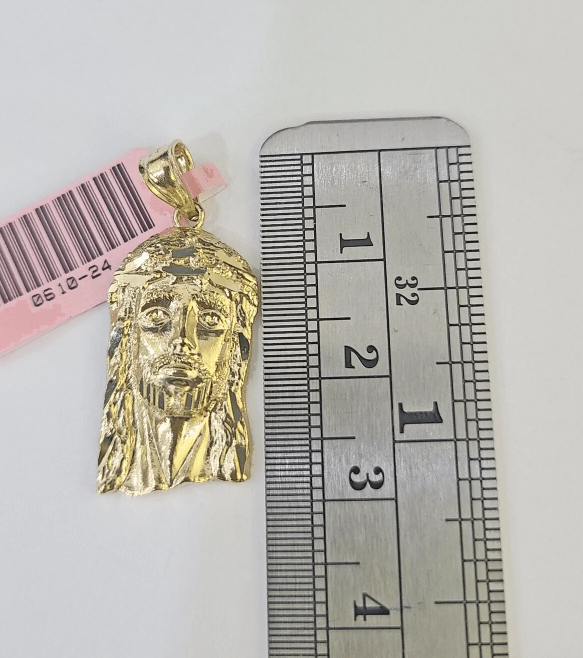 Real 14K Yellow Gold Jesus Head Pendant Charm Genuine 1" - Image 5