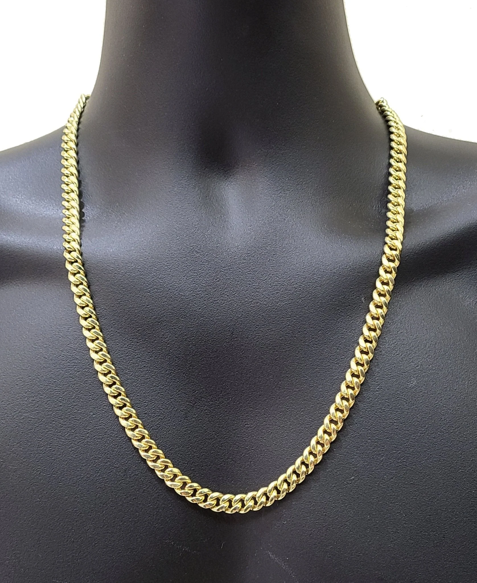 Real 14k Yellow Gold Miami Cuban Link Chain 10mm 22" Necklace Box Lock For Men - Image 3