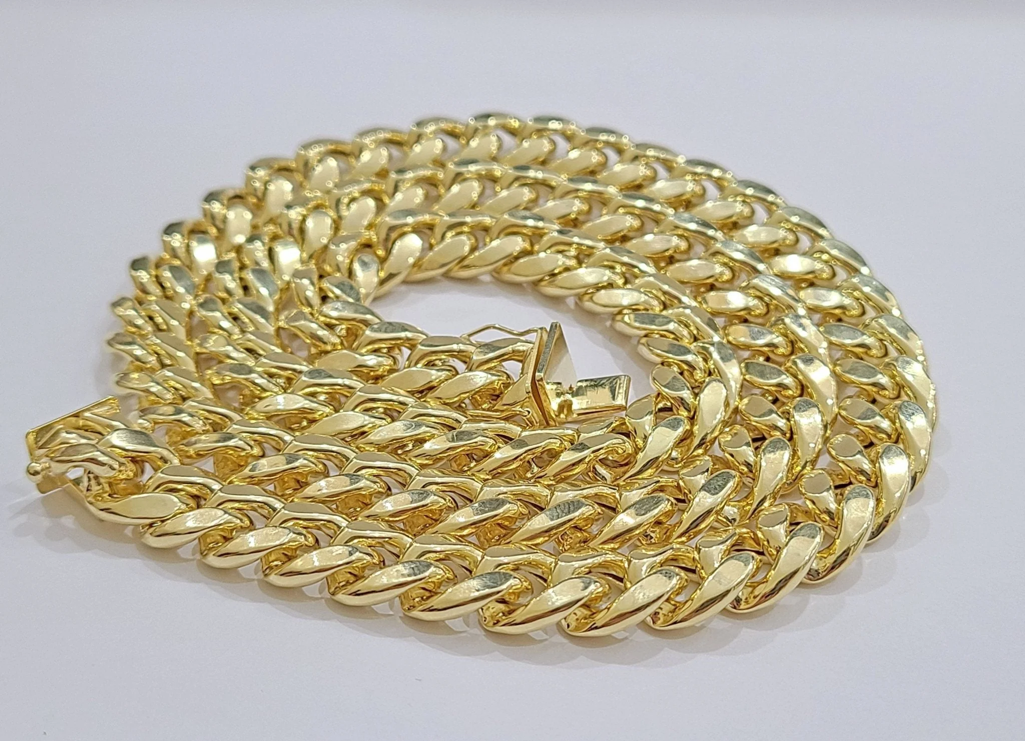 Real 14k Yellow Gold Miami Cuban Link Chain 10mm 20" Necklace Box Lock For Men - Image 9