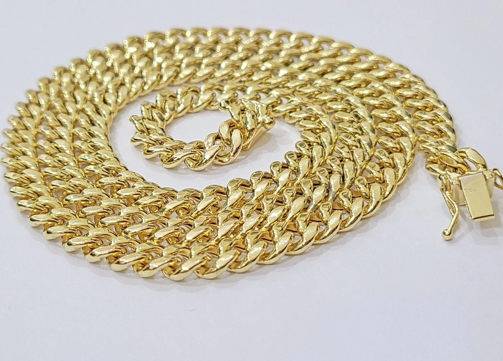 Real 14k Yellow Gold Miami Cuban Link Chain 7mm 18" Necklace Box Lock