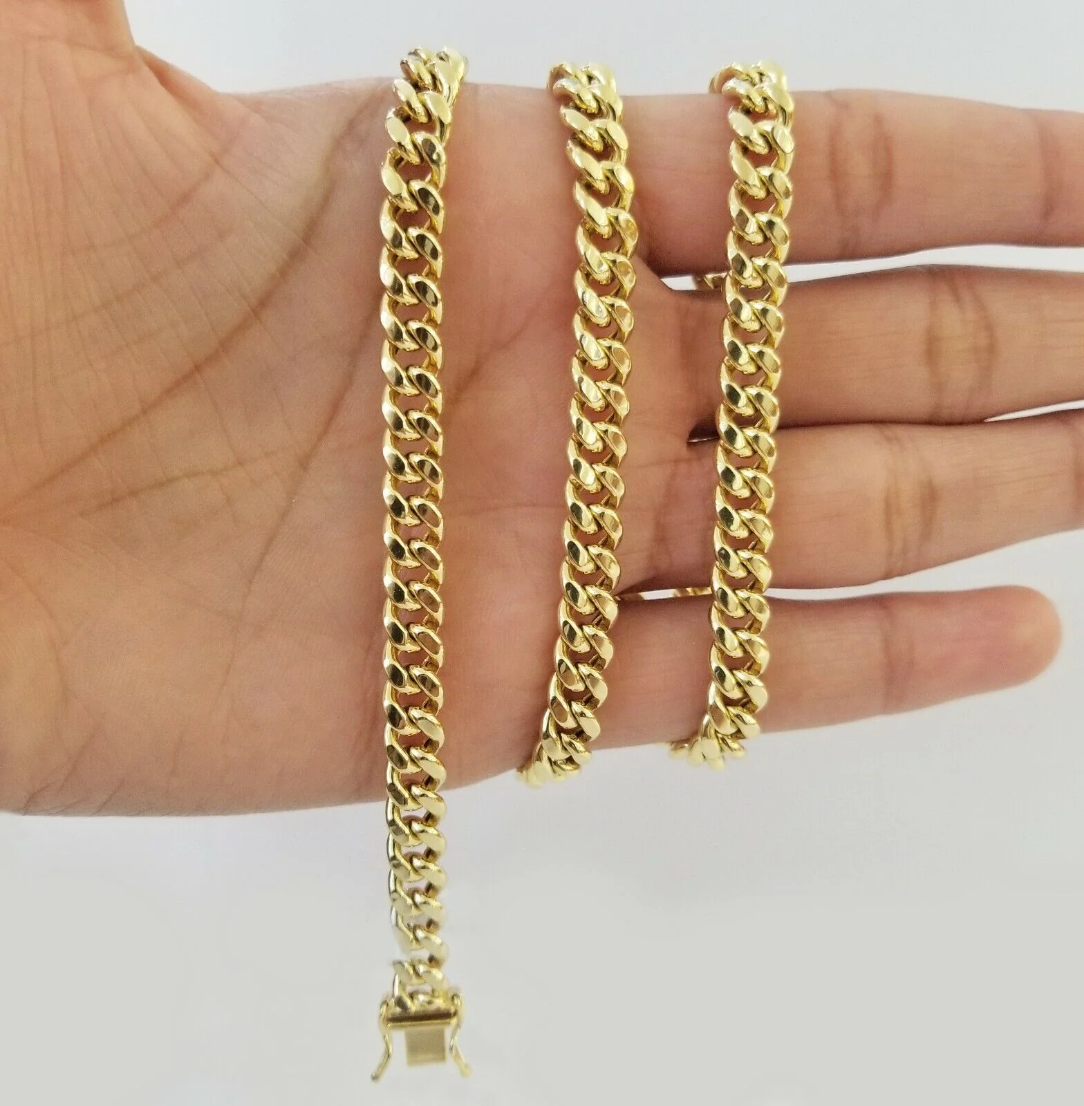 Real 14K Yellow Gold Miami Cuban Link Chain Necklace 7mm 22" 14kt Gold Box Lock - Image 3