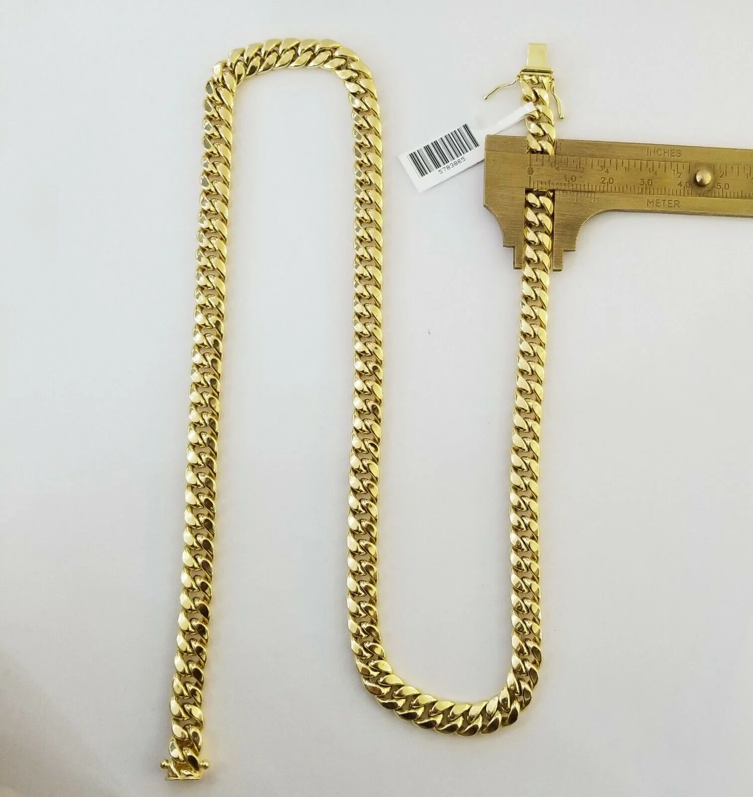 Real 14K Yellow Gold Miami Cuban Link Necklace Chain 8mm box Lock 22" - Image 5
