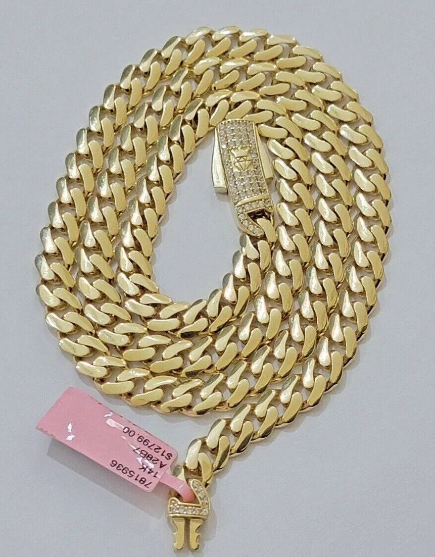 Real 14k Yellow Gold Monaco Chain Necklace  20" 22'' 24'' 26" Inch 7mm 14kt SALE