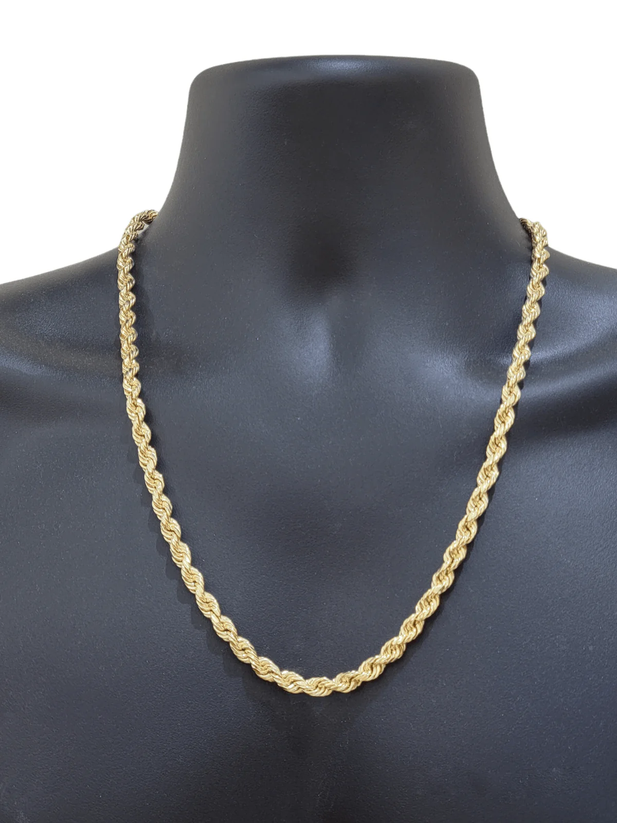 Real 14k Yellow Gold Necklace Rope Chain 5mm 20" inch 14kt Men's Chain For Charm - Image 2